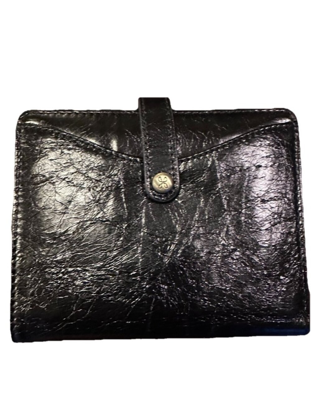 HOBO BLACK LEATHER FOLD OVER WALLET CARD SLOTS CHANGE POCKET NWOT